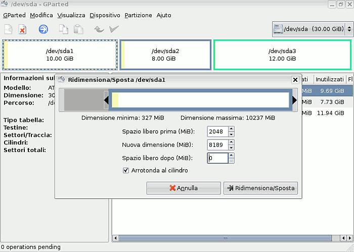Gparted Resize resize / move